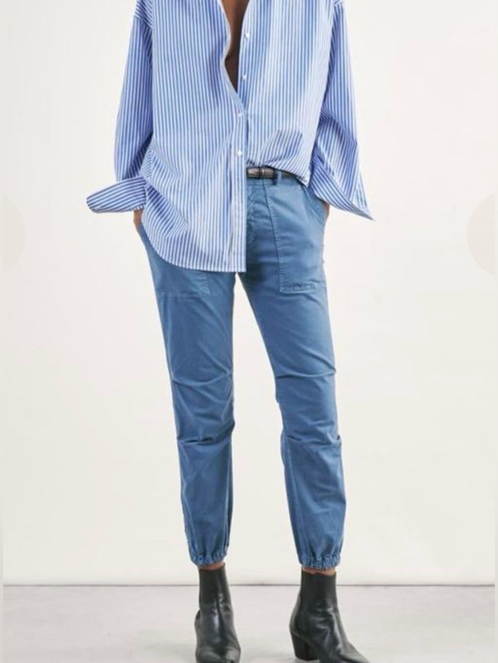 Nili Lotan Blue Elastic-Cuff Jogger Pants